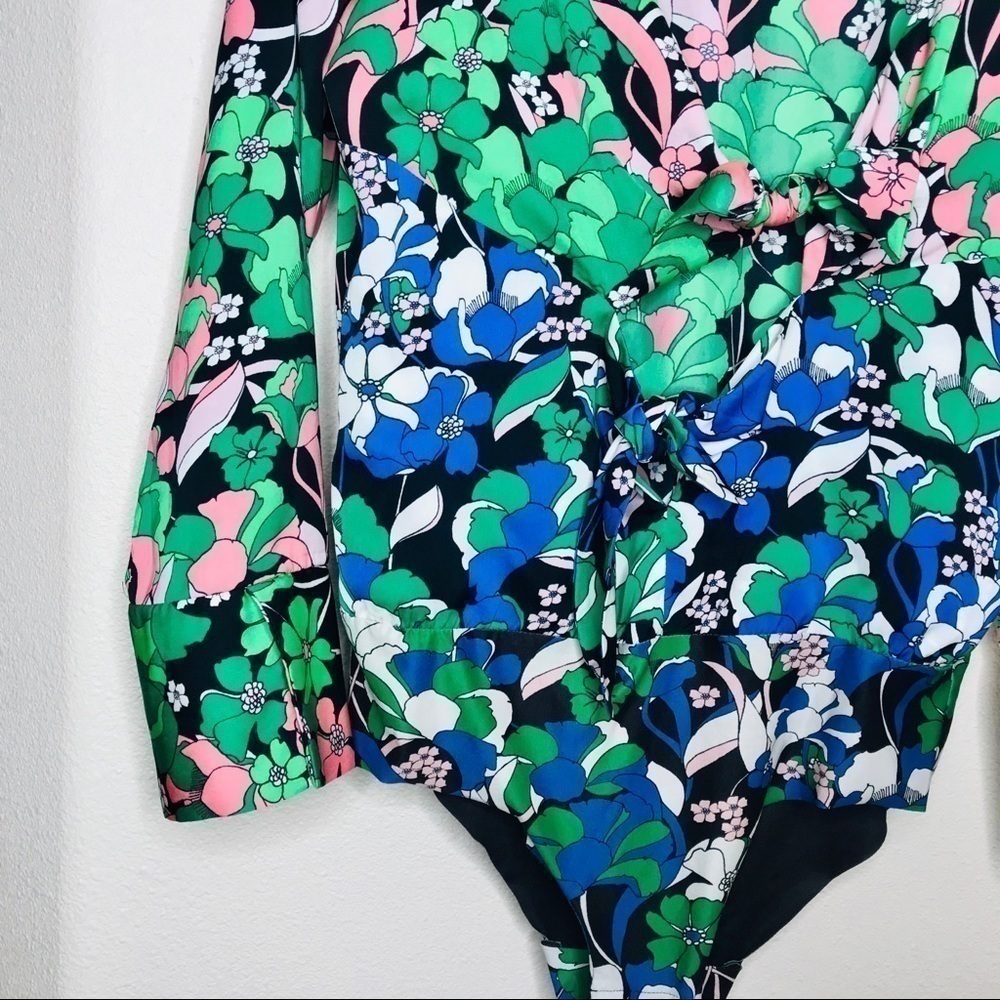 ZARA Floral Boho Retro Cutout Tie Front Bodysuit - Picture 7 of 16